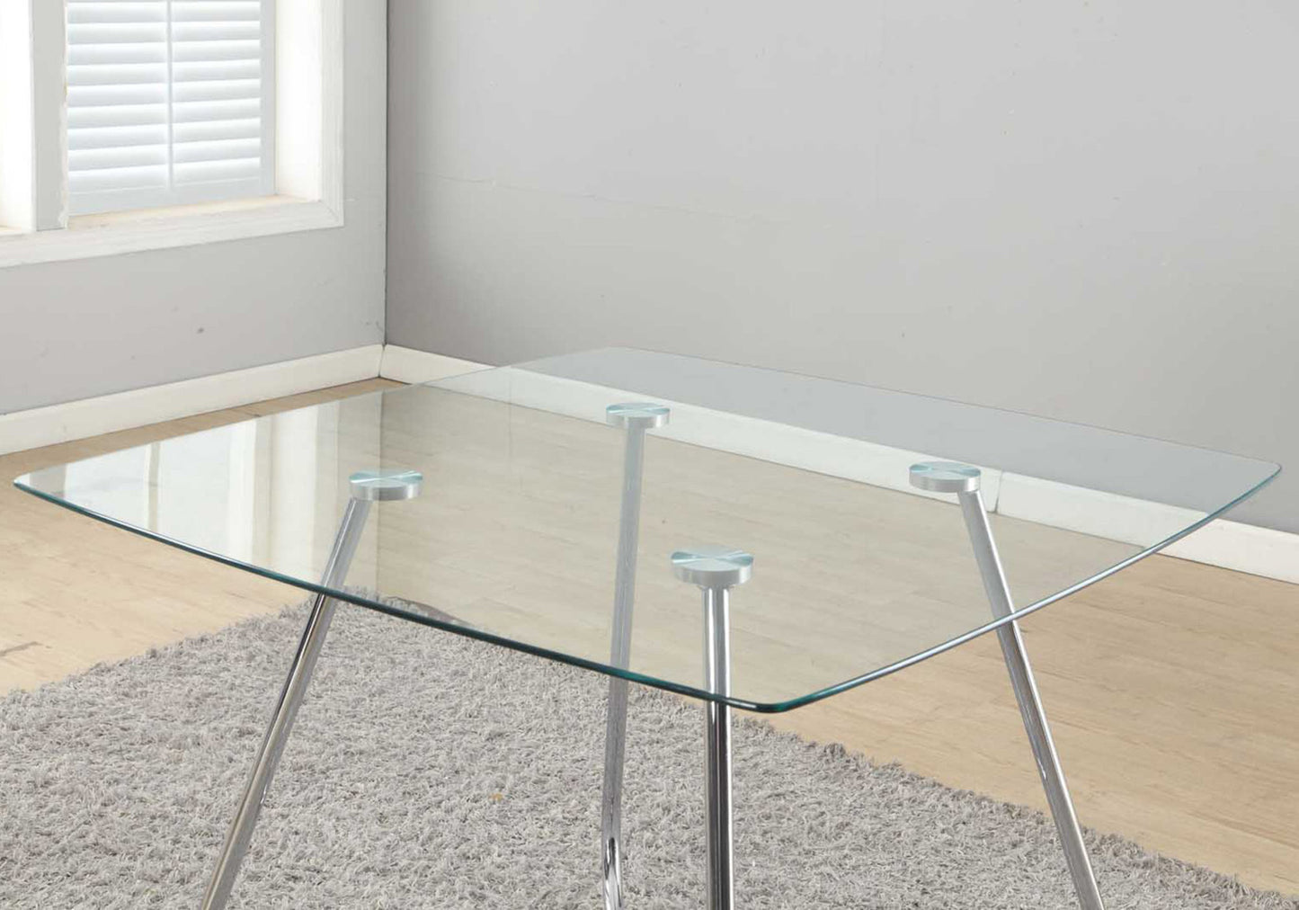 31" Chrome Metal And Clear Tempered Glass Dining Table By Homeroots | Dining Tables | Modishstore