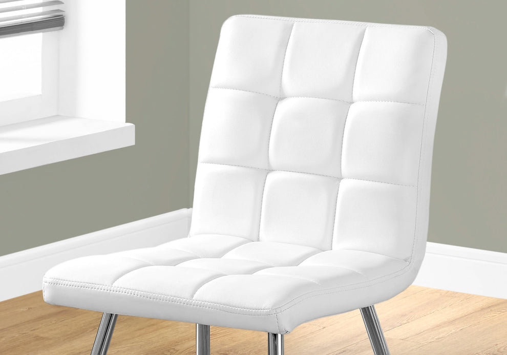 White Foam Metal Polyurethane Leather Look Dining Chairs 2Pcs By Homeroots | Dining Chairs | Modishstore