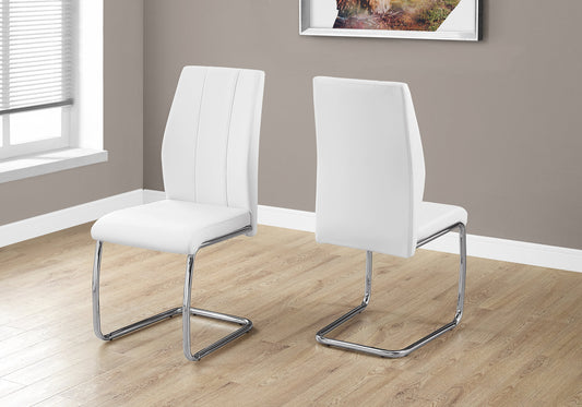 Two 77.5" Leather Look Chrome Metal And Foam Dining Chairs By Homeroots | Dining Chairs | Modishstore