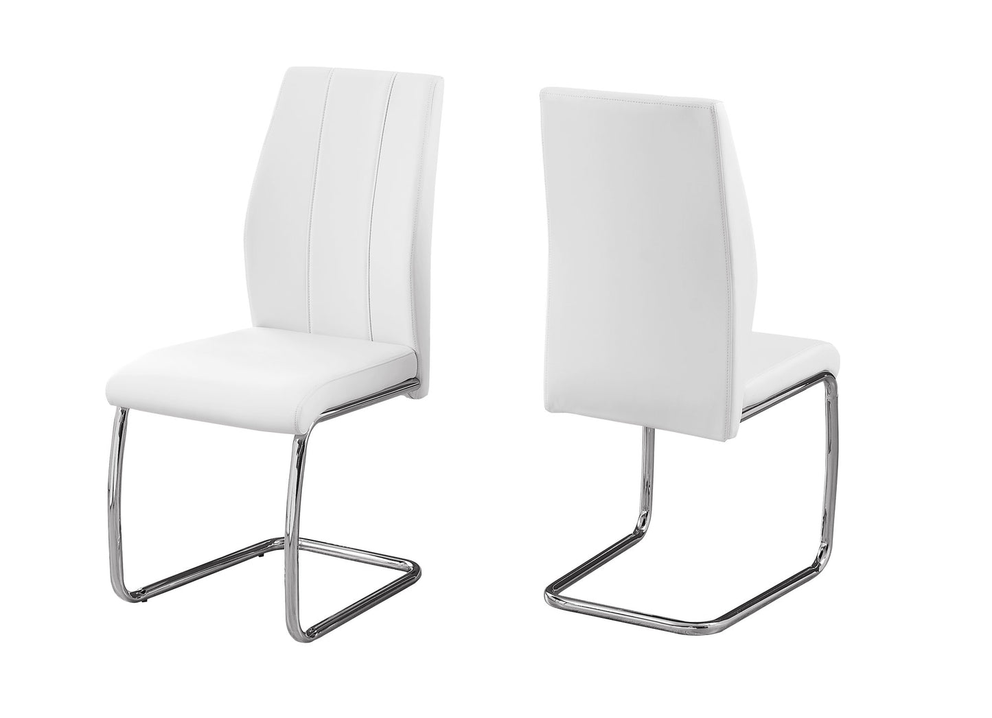 Two 77.5" Leather Look Chrome Metal And Foam Dining Chairs By Homeroots | Dining Chairs | Modishstore - 2