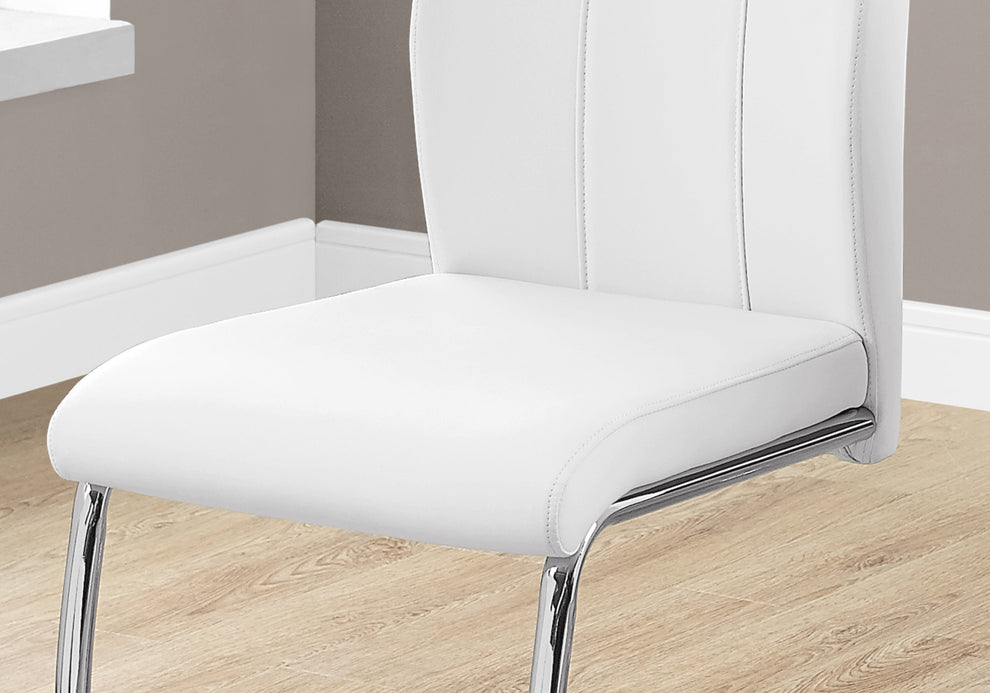 Two 77.5" Leather Look Chrome Metal And Foam Dining Chairs By Homeroots | Dining Chairs | Modishstore - 3
