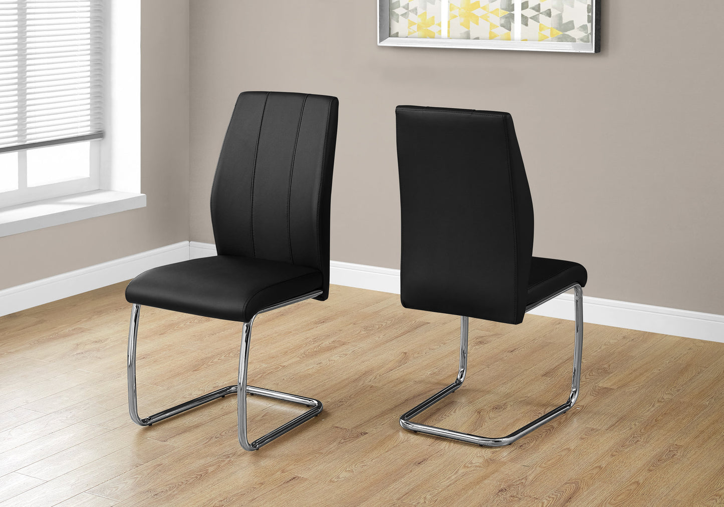 Two 77.5" Leather Look Chrome Metal And Foam Dining Chairs By Homeroots | Dining Chairs | Modishstore - 6