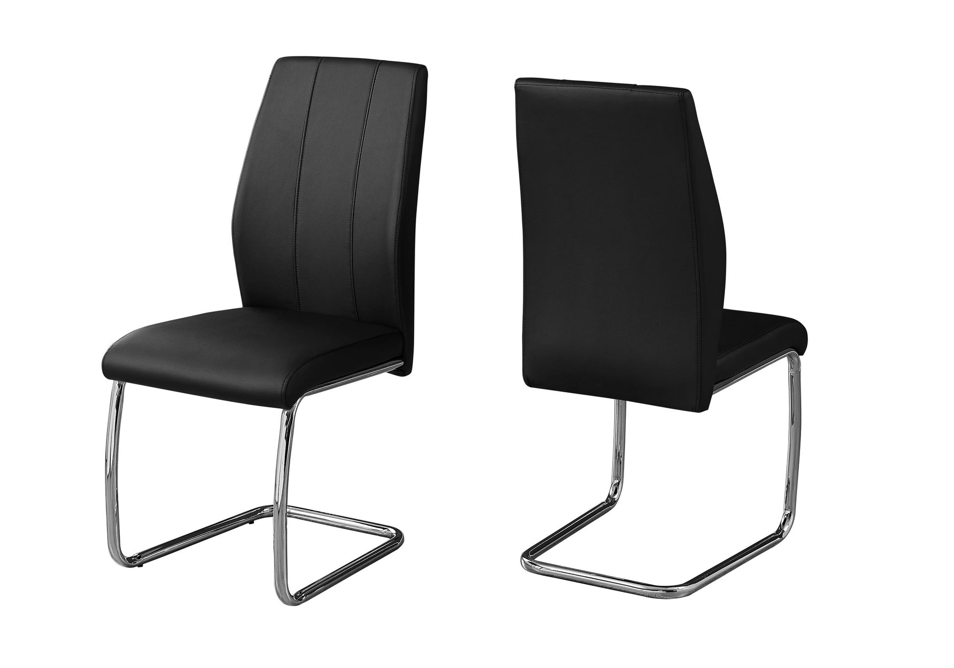 Two 77.5" Leather Look Chrome Metal And Foam Dining Chairs By Homeroots | Dining Chairs | Modishstore - 7