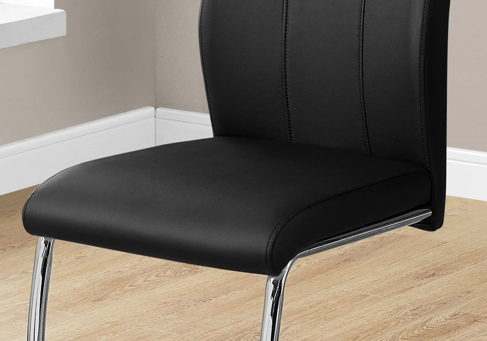 Two 77.5" Leather Look Chrome Metal And Foam Dining Chairs By Homeroots | Dining Chairs | Modishstore - 8