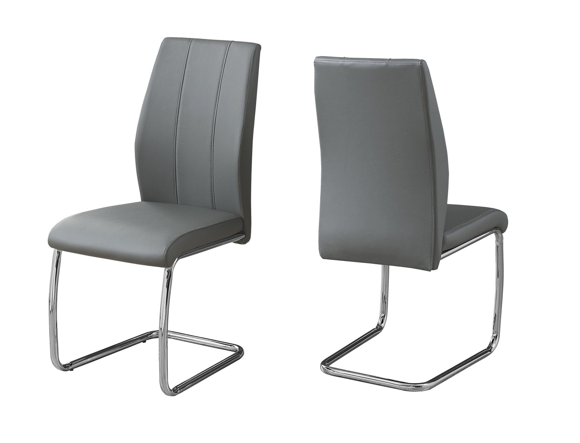 Two 77.5" Leather Look Chrome Metal And Foam Dining Chairs By Homeroots | Dining Chairs | Modishstore - 12