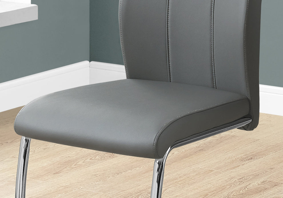 Two 77.5" Leather Look Chrome Metal And Foam Dining Chairs By Homeroots | Dining Chairs | Modishstore - 13