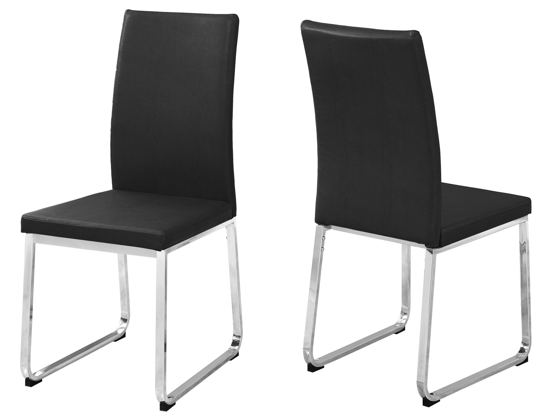 Set Of Two 39.5" Leather Look Foam And Chrome Metal Dining Chairs By Homeroots | Dining Chairs | Modishstore - 2