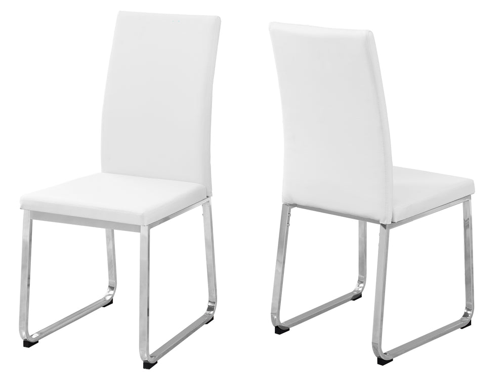 White Foam Metal Leather Look Dining Chairs 2Pcs By Homeroots - 332610 | Dining Chairs | Modishstore - 2