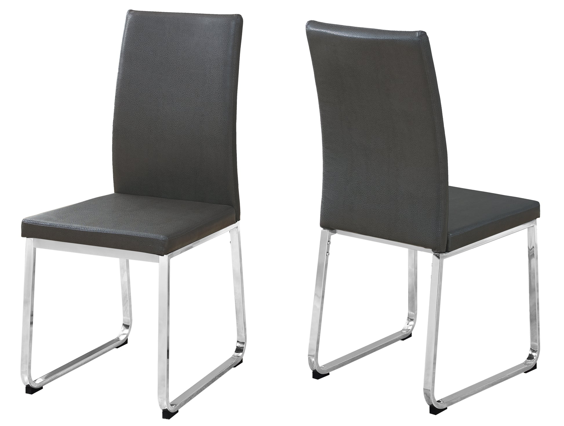 Set Of 2 Grey Faux Leather And Chrome Dining Chairs By Homeroots | Dining Chairs | Modishstore - 2