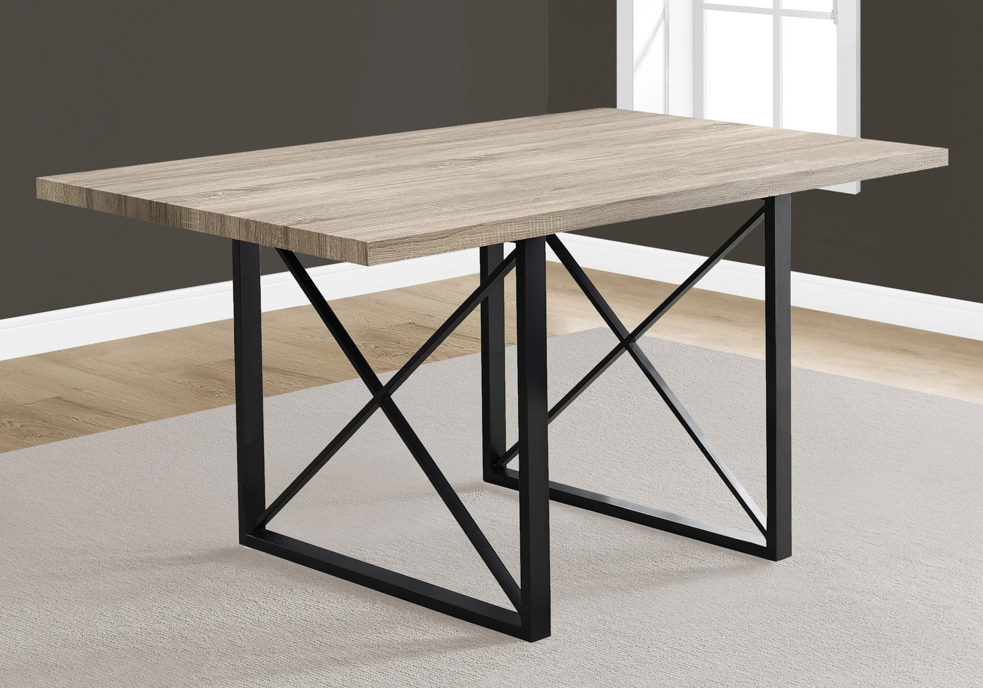 Dark Taupe Black Hollowcore Particle Board Metal Dining Table By Homeroots | Dining Tables | Modishstore - 2
