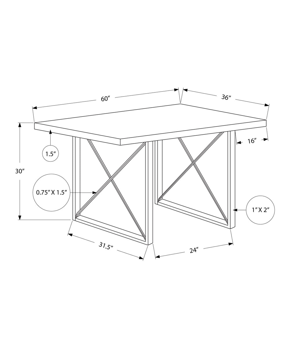 Dark Taupe Black Hollowcore Particle Board Metal Dining Table By Homeroots | Dining Tables | Modishstore - 3