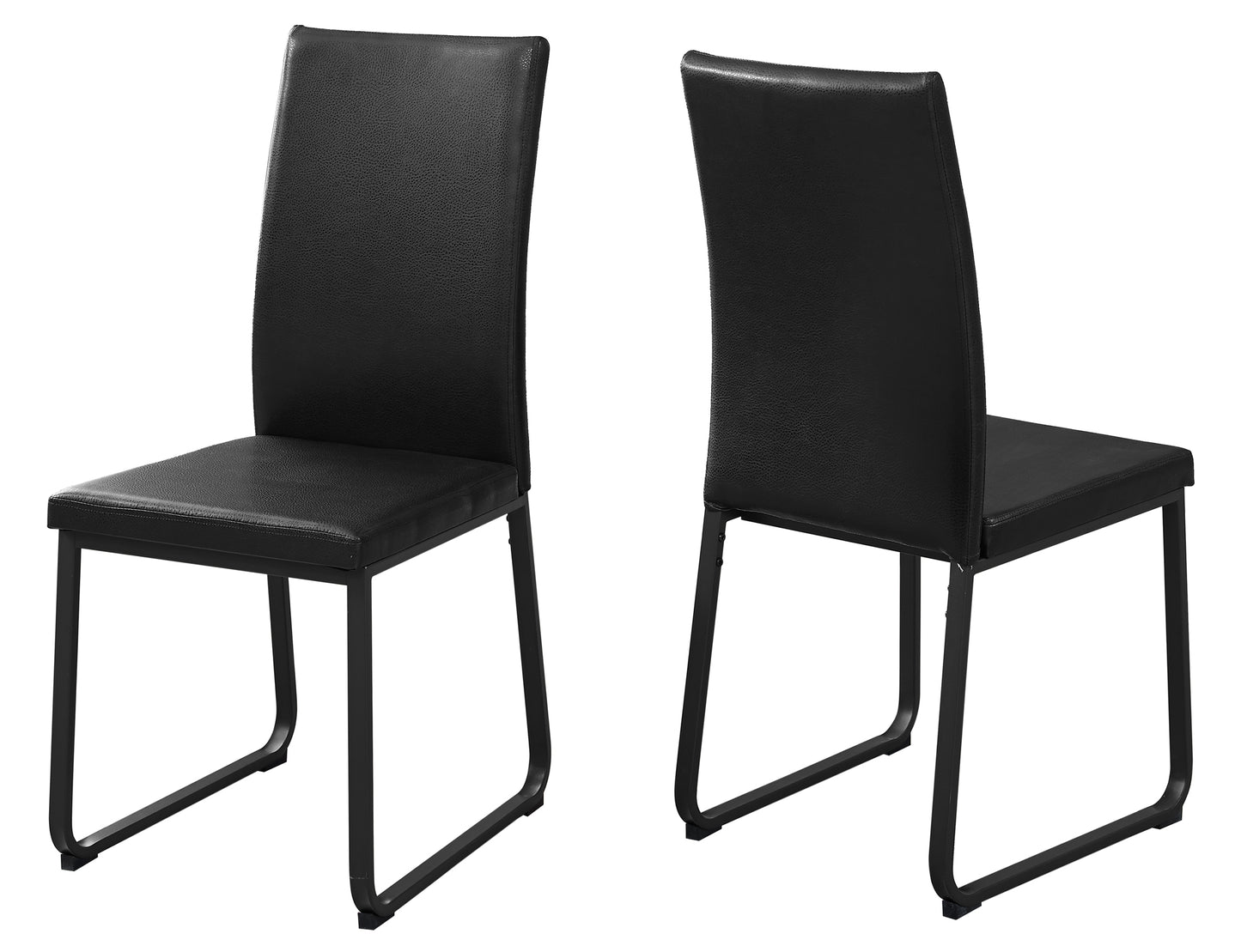 Two 38" Black Faux Leather And Metal Dining Chairs By Homeroots | Dining Chairs | Modishstore - 2