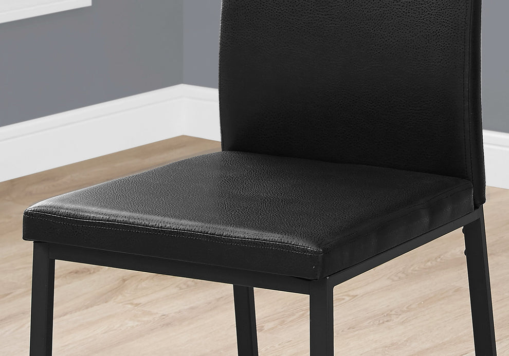 Two 38" Black Faux Leather And Metal Dining Chairs By Homeroots | Dining Chairs | Modishstore - 3