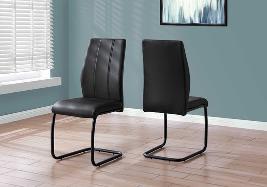 Two 77.5" Black Leather Look Chrome Metal And Foam Dining Chairs By Homeroots | Dining Chairs | Modishstore