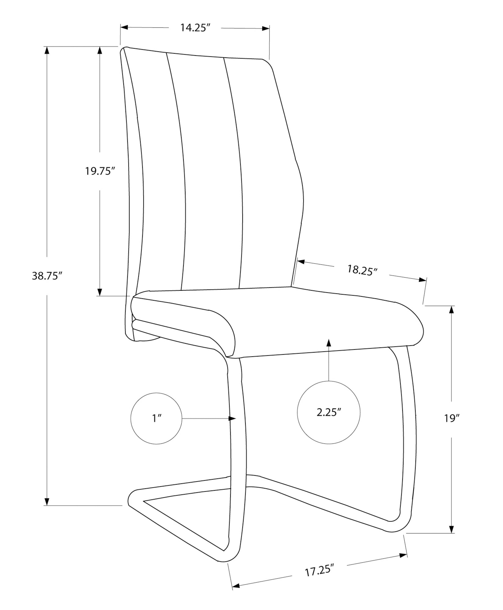 Two 77.5" Black Leather Look Chrome Metal And Foam Dining Chairs By Homeroots | Dining Chairs | Modishstore - 4