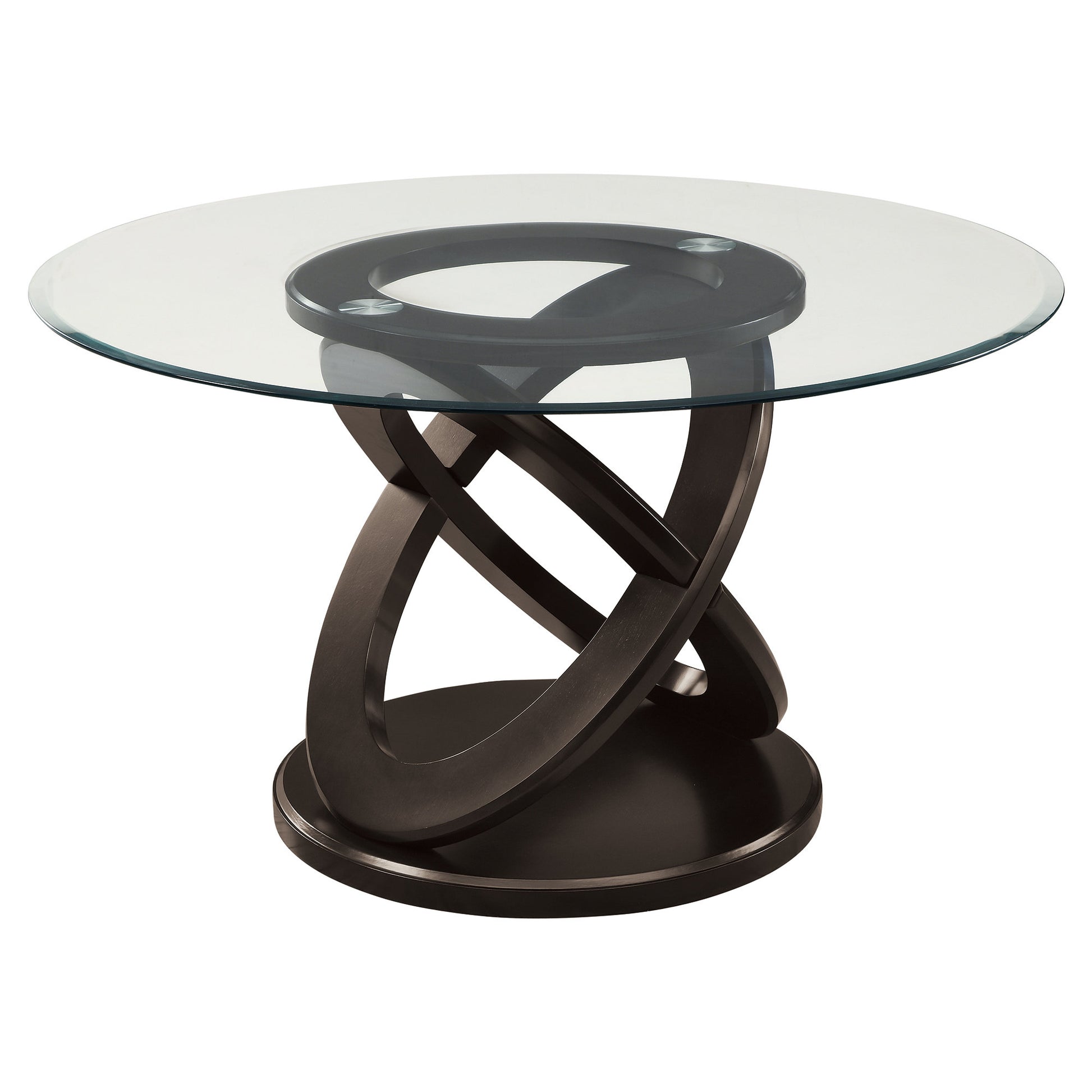 Espresso Clear Glass Solid Wood Tempered Glass Tempered Glass Dining Table By Homeroots | Dining Tables | Modishstore