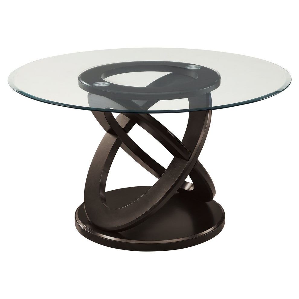 Espresso Clear Glass Solid Wood Tempered Glass Tempered Glass Dining Table By Homeroots | Dining Tables | Modishstore - 2