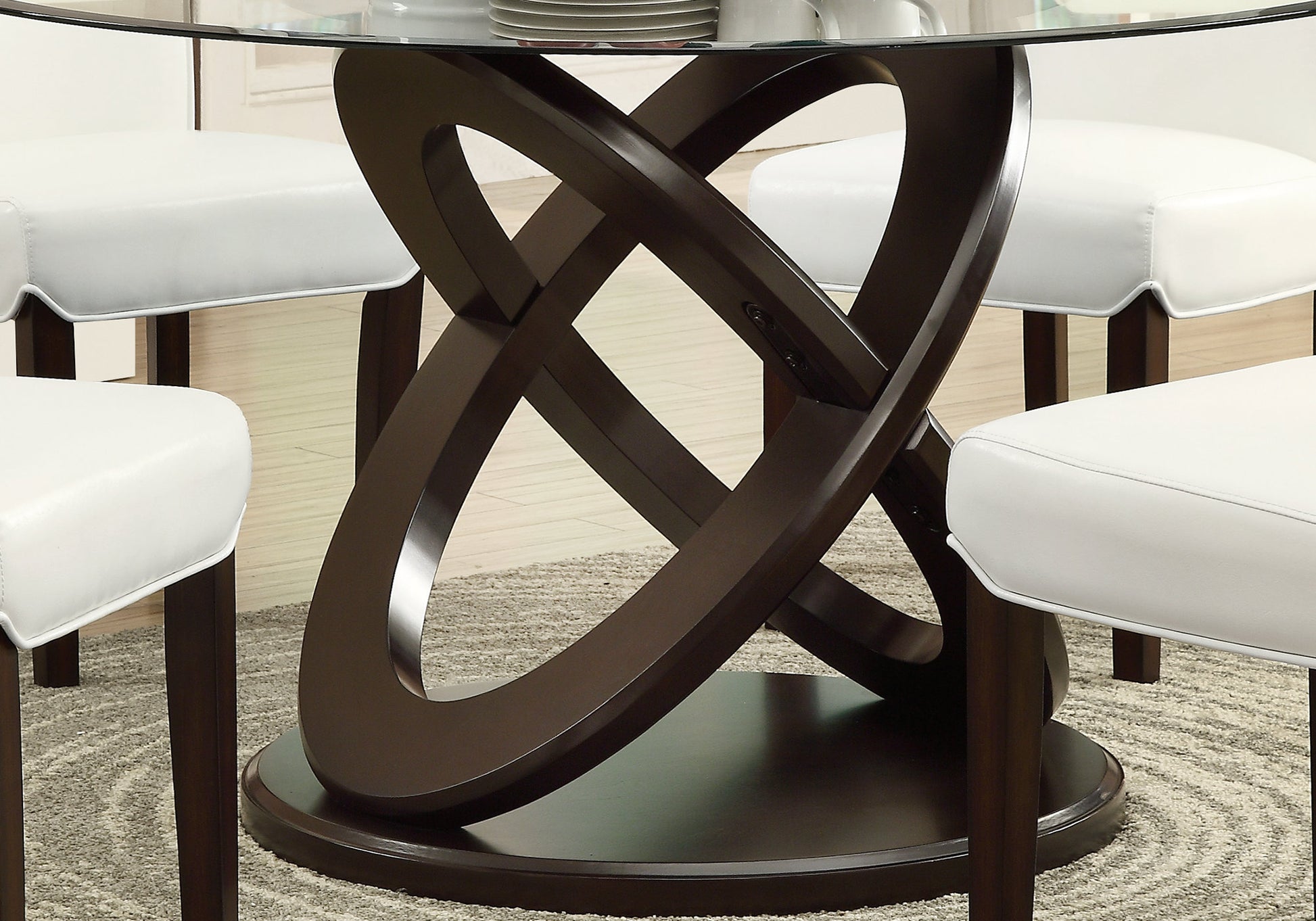 Espresso Clear Glass Solid Wood Tempered Glass Tempered Glass Dining Table By Homeroots | Dining Tables | Modishstore