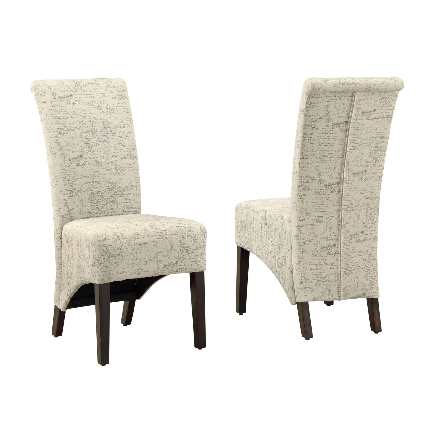 Beige Cappuccino Foam Particle Board Solid Wood Linen Dining Chairs 2Pcs By Homeroots | Dining Chairs | Modishstore