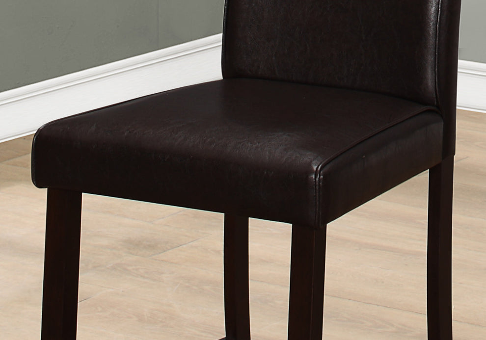 Brown Leather Look Counter Height 2Pcs Dining Chair By Homeroots | Dining Chairs | Modishstore - 2