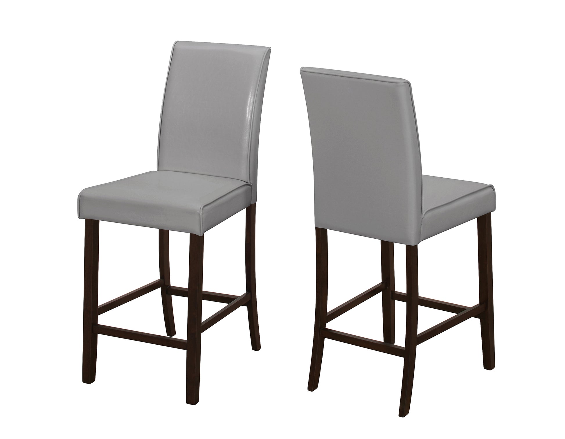 Set of Two Grey Faux Leather Counter Height Dining Chairs By Homeroots | Dining Chairs | Modishstore - 2