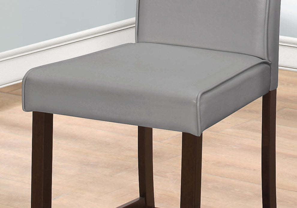 Set of Two Grey Faux Leather Counter Height Dining Chairs By Homeroots | Dining Chairs | Modishstore - 3