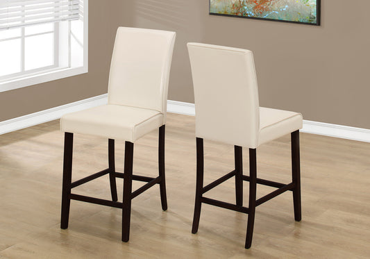 Two 40" Ivory Leather Look Solid Wood and MDF Counter Height Dining Chairs By Homeroots | Dining Chairs | Modishstore