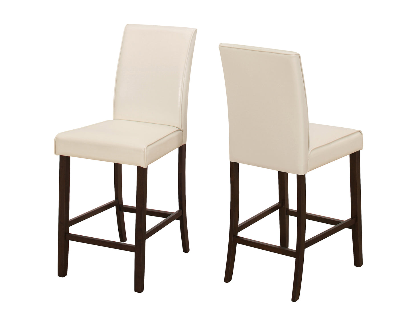 Two 40" Ivory Leather Look Solid Wood and MDF Counter Height Dining Chairs By Homeroots | Dining Chairs | Modishstore - 2