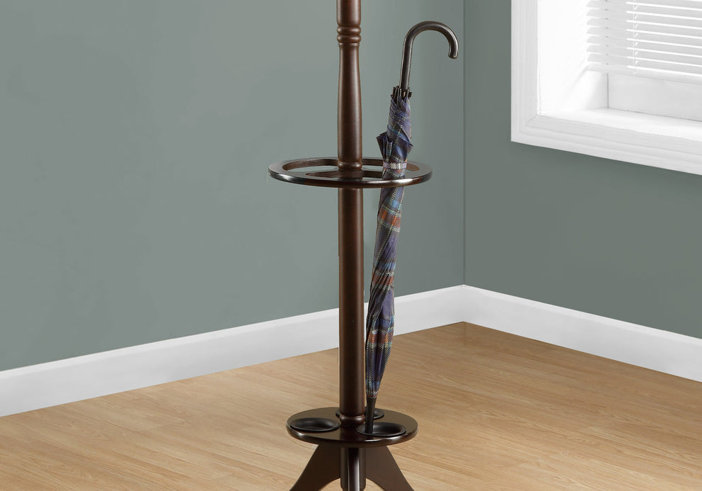 Cherry Wood Coat Rack with Umbrella Holder By Homeroots | Coat Racks | Modishstore - 2