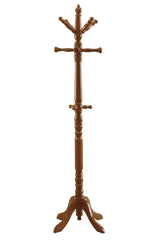 Oak Finish Coat Rack with Triple Tiered Coat Stand By Homeroots