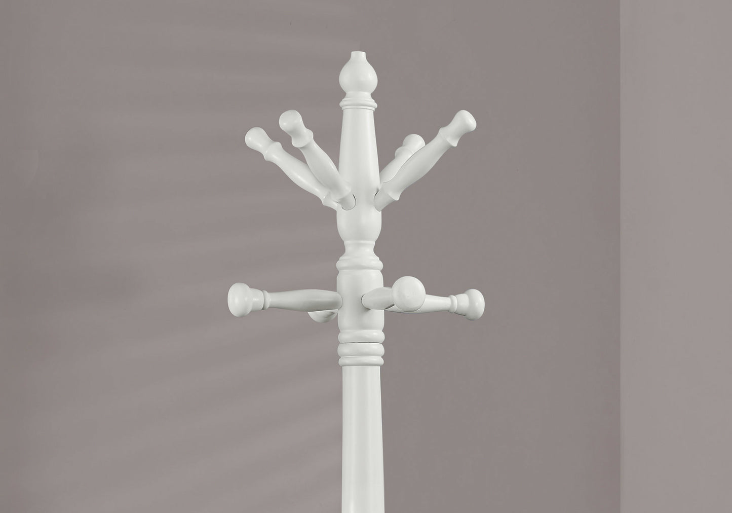 White Solid Wood Coat Rack with Triple Tiered Coat Stand By Homeroots | Coat Racks | Modishstore - 2