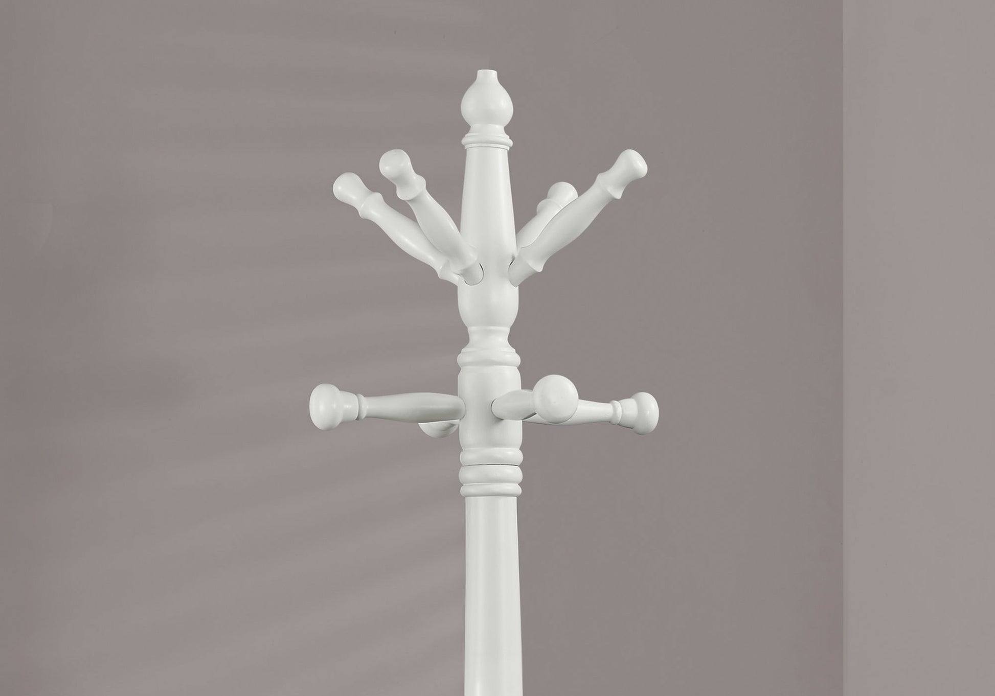 White Solid Wood Coat Rack with Triple Tiered Coat Stand By Homeroots | Coat Racks | Modishstore - 2