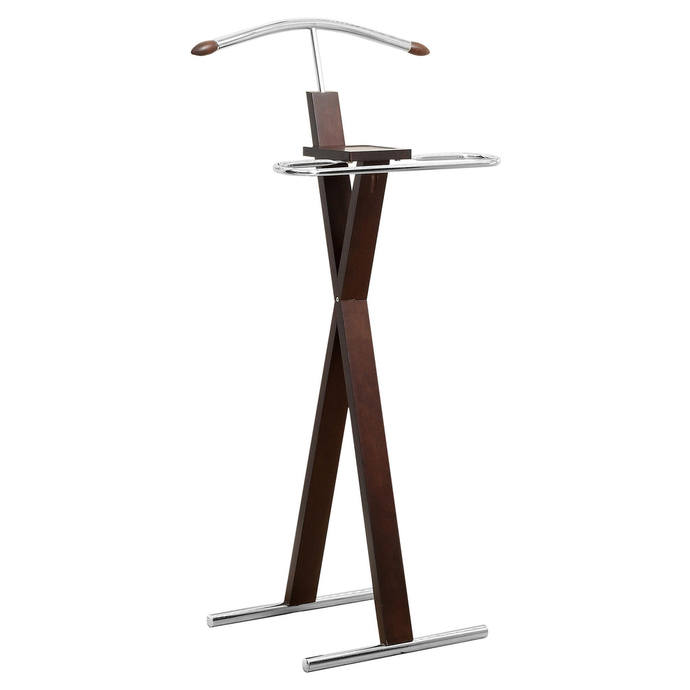 Cappuccino Solid Wood Metal Valet By Homeroots | Shelves & Shelving Units | Modishstore - 2