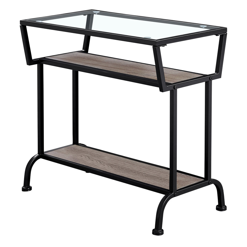 24" Clear And Black Glass Console Table With Storage By Homeroots | Console Tables | Modishstore - 2