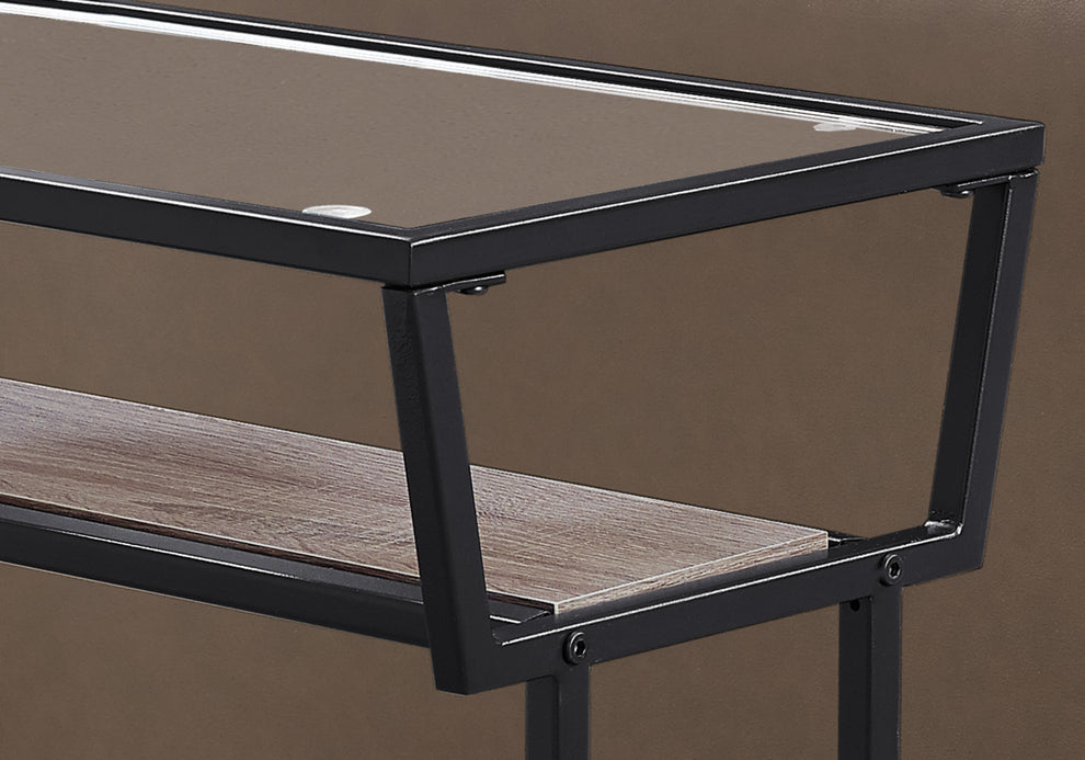24" Clear And Black Glass Console Table With Storage By Homeroots | Console Tables | Modishstore - 3