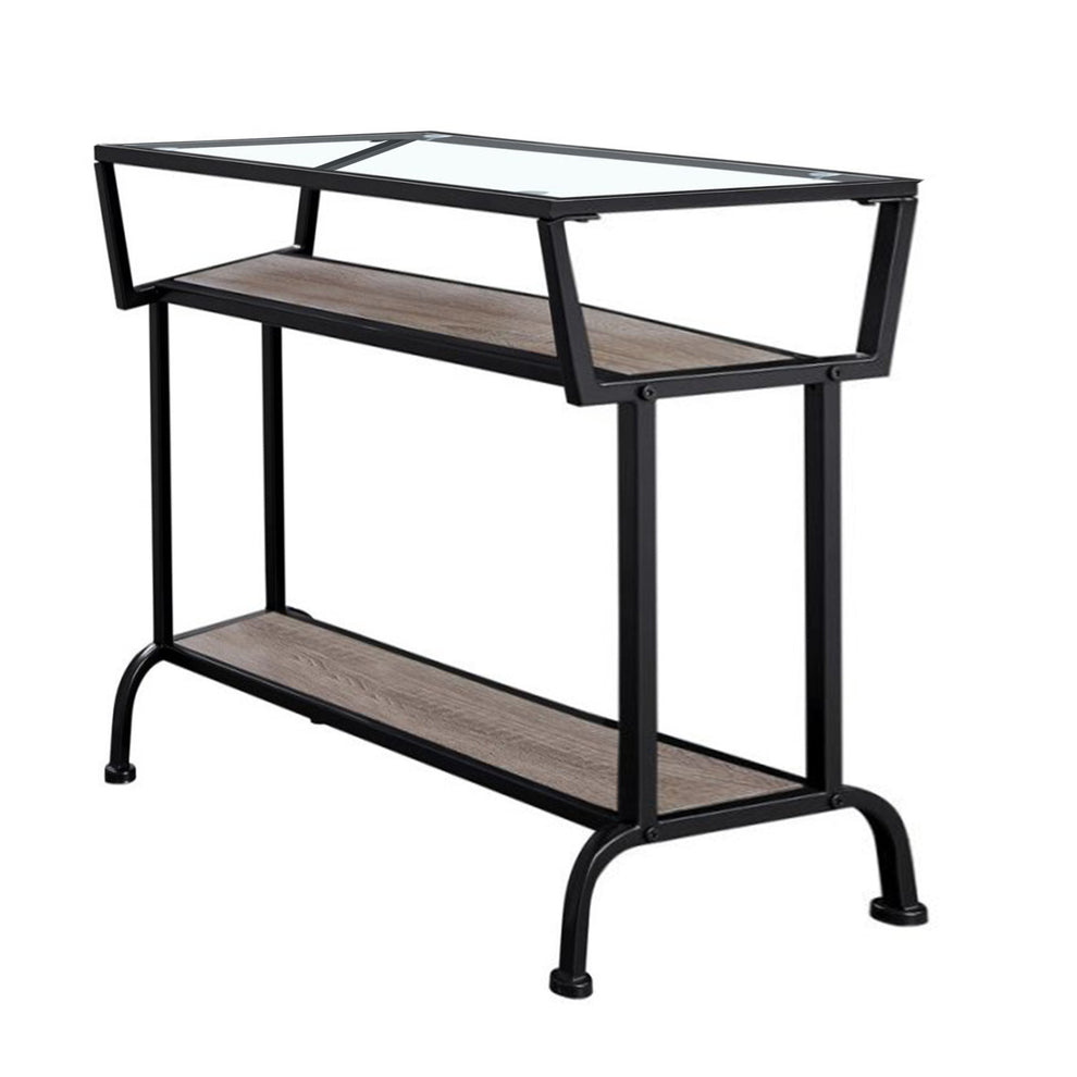 24" Clear And Black Glass Console Table With Storage By Homeroots | Console Tables | Modishstore - 6