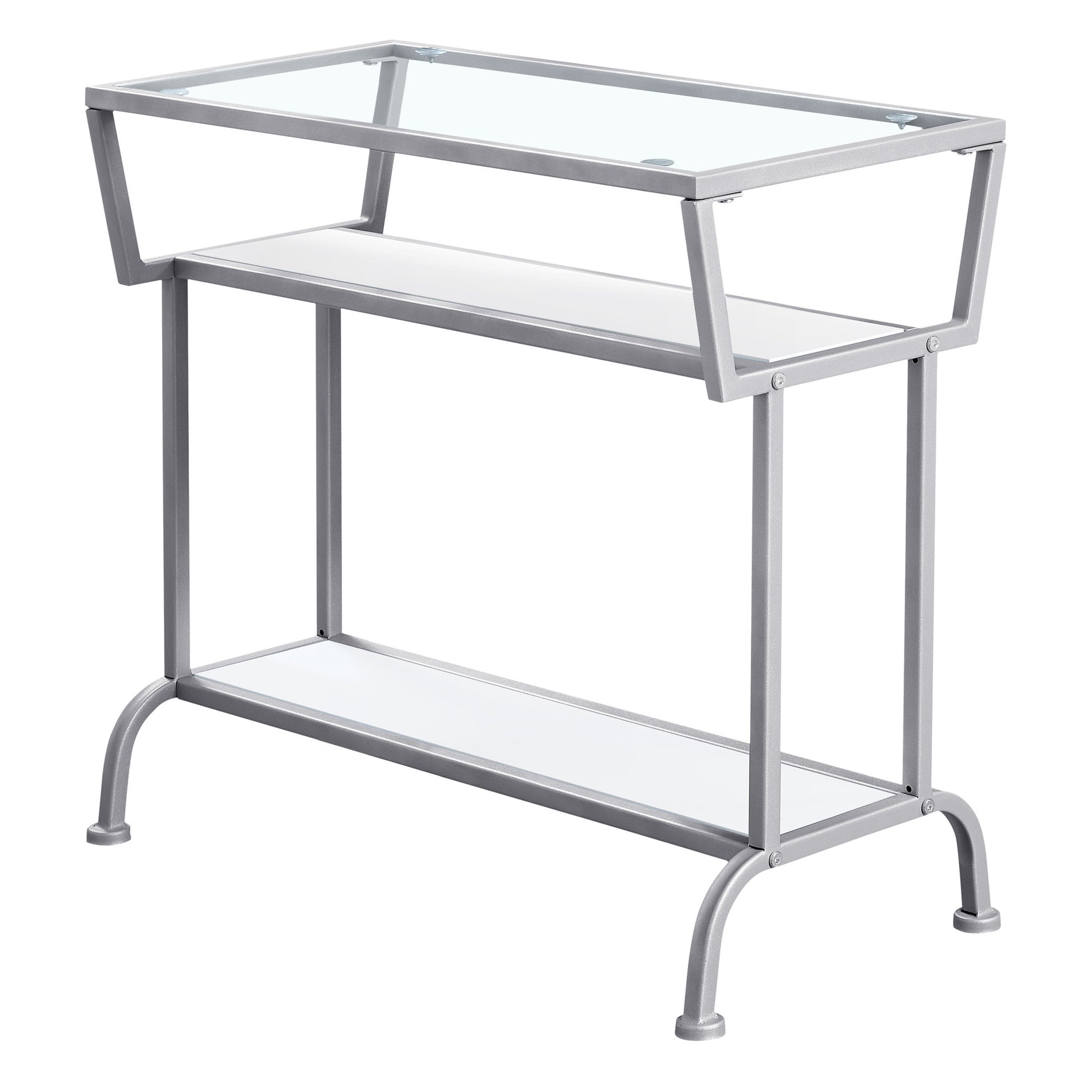 24" Clear And Silver Glass Console Table With Storage By Homeroots | Console Tables | Modishstore - 2