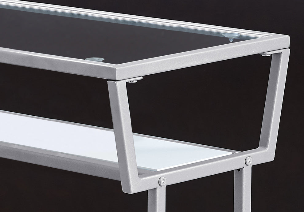24" Clear And Silver Glass Console Table With Storage By Homeroots | Console Tables | Modishstore - 5