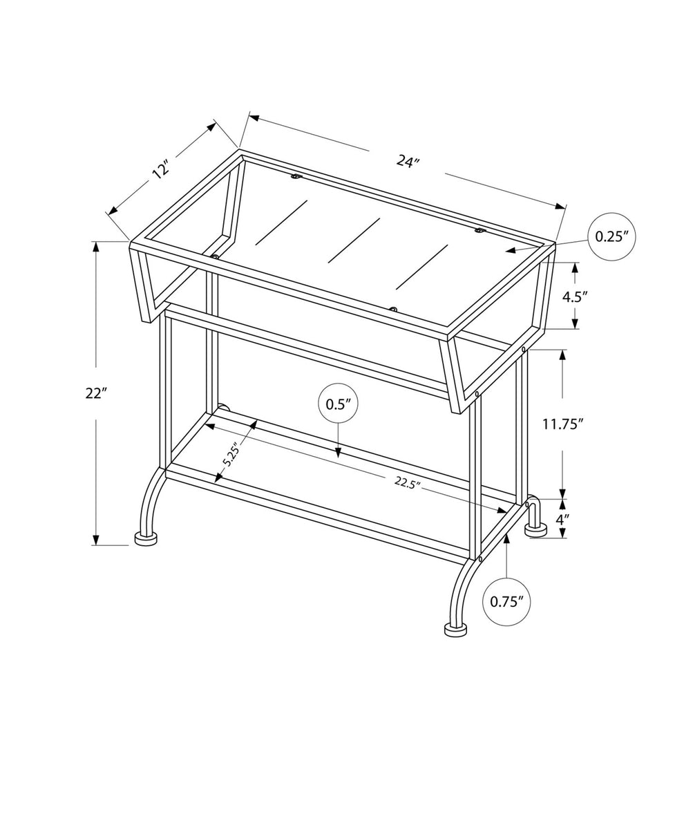 24" Clear And Silver Glass Console Table With Storage By Homeroots | Console Tables | Modishstore - 6