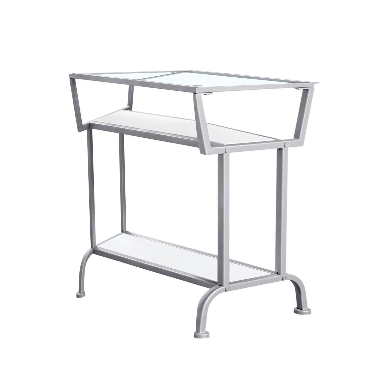 24" Clear And Silver Glass Console Table With Storage By Homeroots | Console Tables | Modishstore - 3