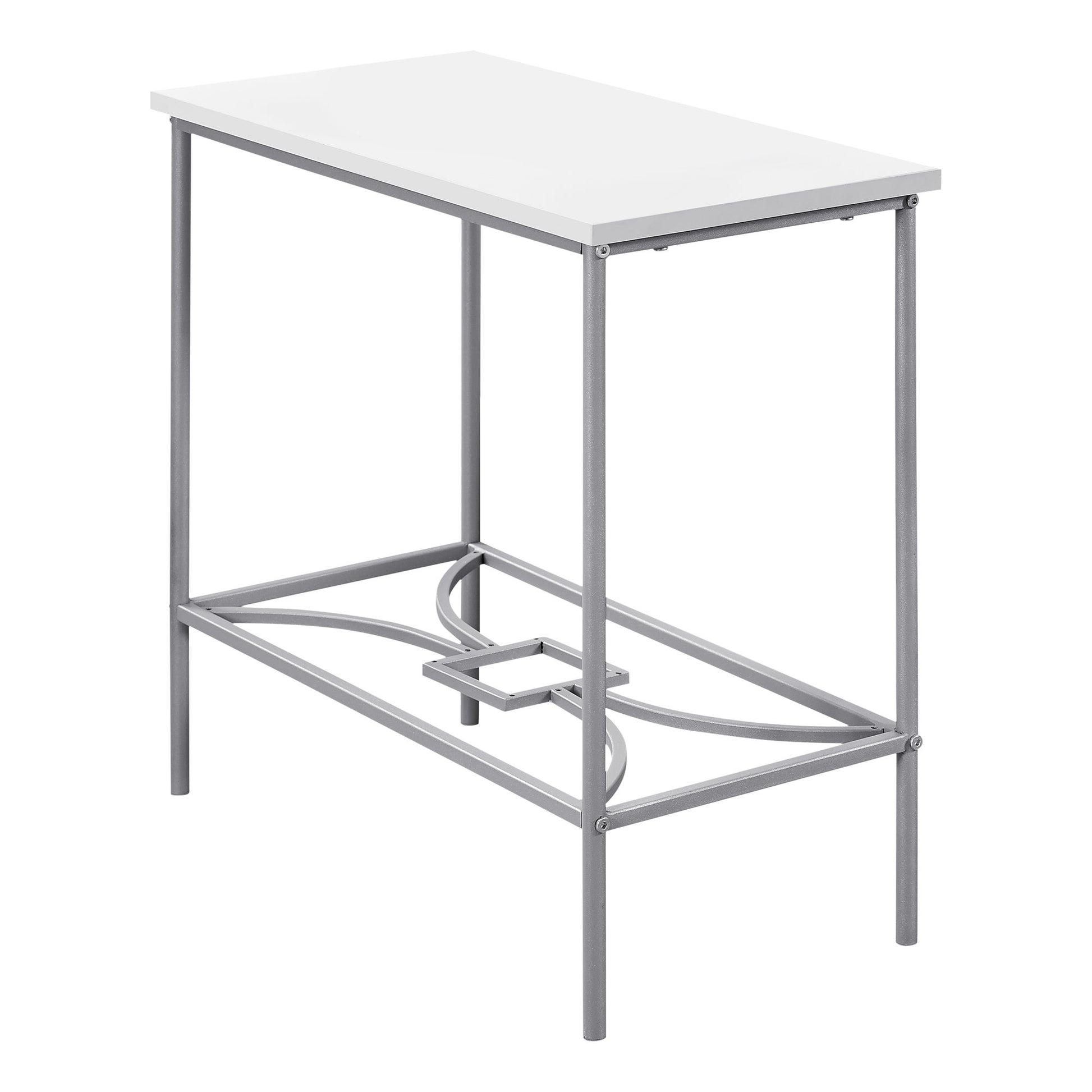 24" White And Silver Console Table With Storage By Homeroots | Console Tables | Modishstore