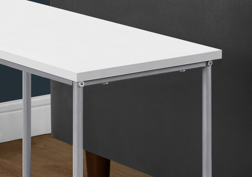 24" White And Silver Console Table With Storage By Homeroots | Console Tables | Modishstore - 3