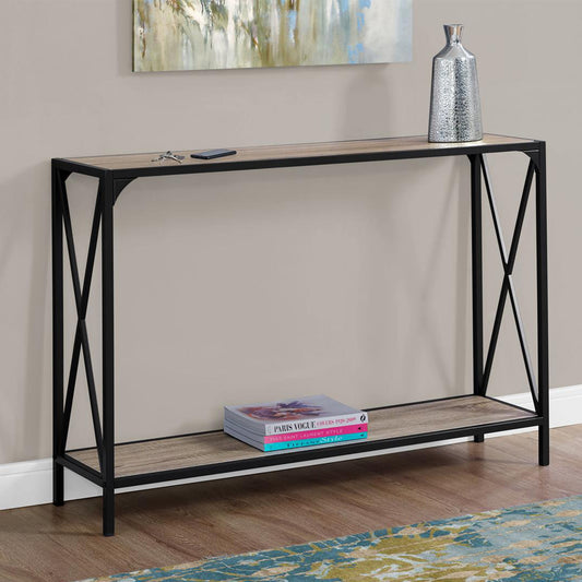48" Taupe And Black Console Table With Storage By Homeroots