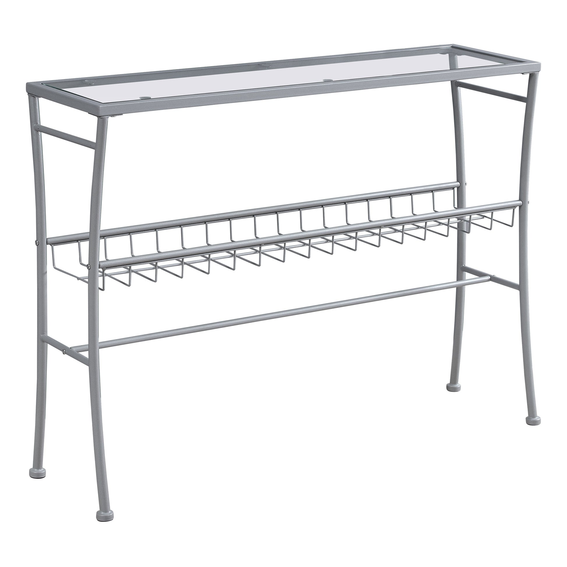 42" Clear And Silver Glass Console Table With Storage By Homeroots | Console Tables | Modishstore
