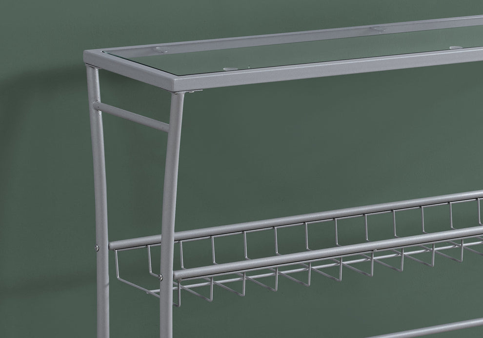 42" Clear And Silver Glass Console Table With Storage By Homeroots | Console Tables | Modishstore - 2