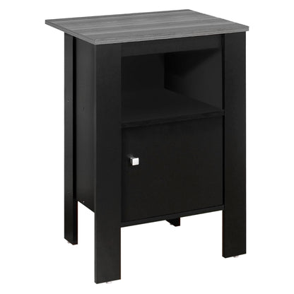 Black And Grey Night Stand With Storage By Homeroots | Nightstands | Modishstore - 2
