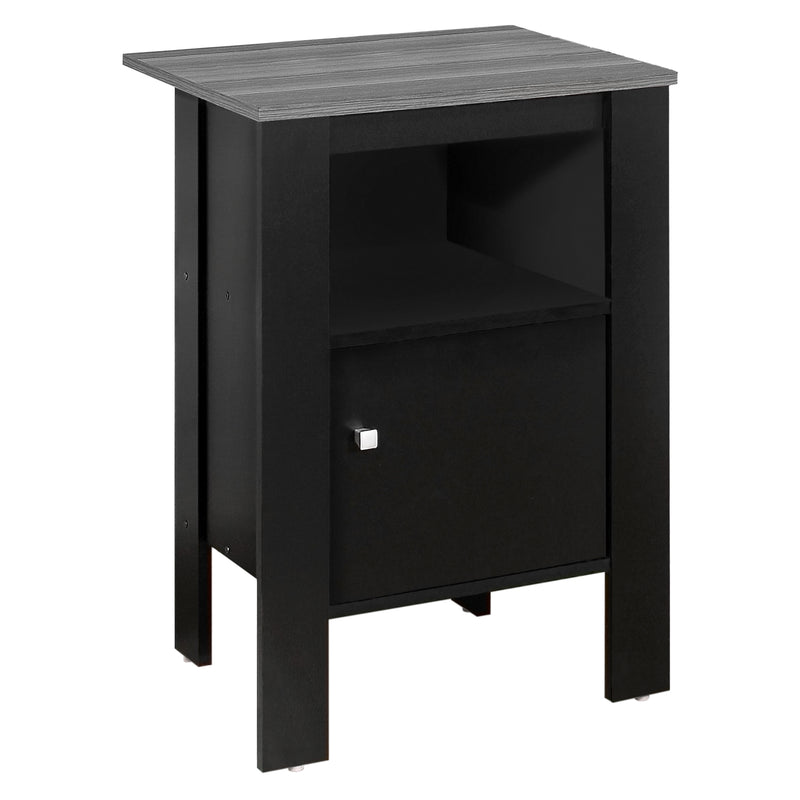 Black And Grey Night Stand With Storage By Homeroots | Nightstands | Modishstore - 2