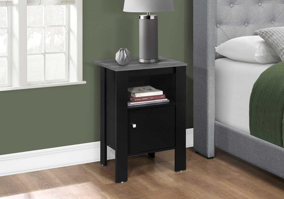 Black And Grey Night Stand With Storage By Homeroots | Nightstands | Modishstore