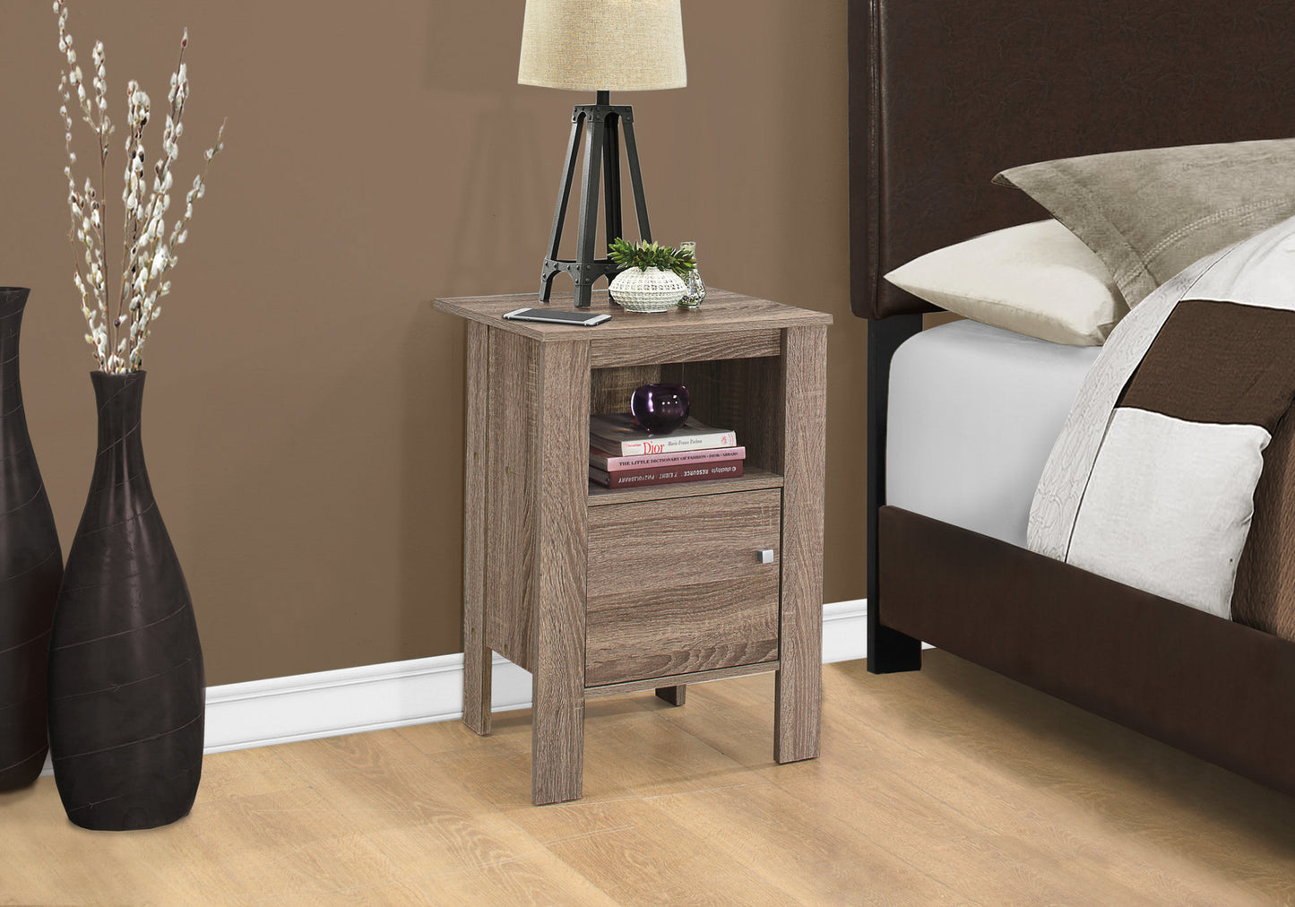 Dark Taupe Particle Board Storage Accent Table By Homeroots | Accent Tables | Modishstore - 2