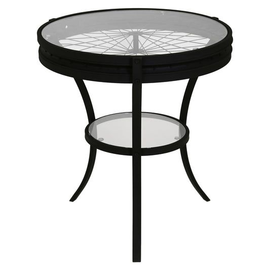 Black Clear Tempered Glass Metal Accent Table By Homeroots | Accent Tables | Modishstore